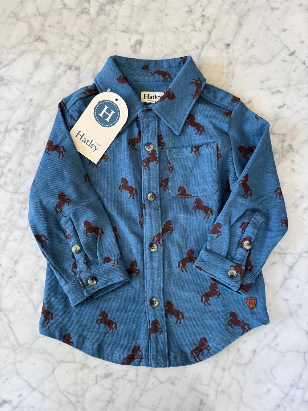 NEW WITH TAGS Hatley Collared Button Down with Horses Size 3T